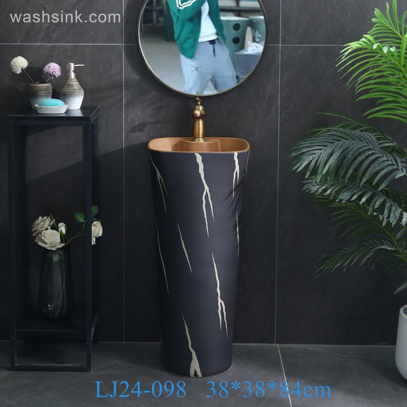 LJ24-098-6W5A3895 LJ24-0098 Garden Column Basin Washbasin Integrated Washbasin Floor Washbasin Column Washbasin Basin - shengjiang  ceramic  factory   porcelain art hand basin wash sink