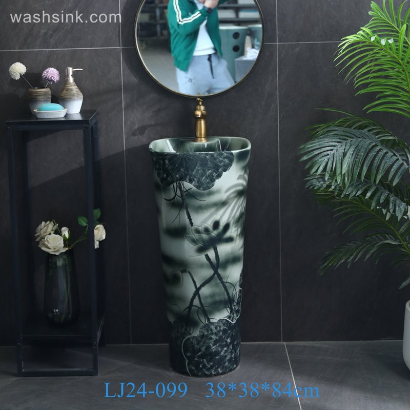 LJ24-099-6W5A3900 LJ24-0099  Vertical wash basin artistic conception creative art home decorative wash basin - shengjiang  ceramic  factory   porcelain art hand basin wash sink