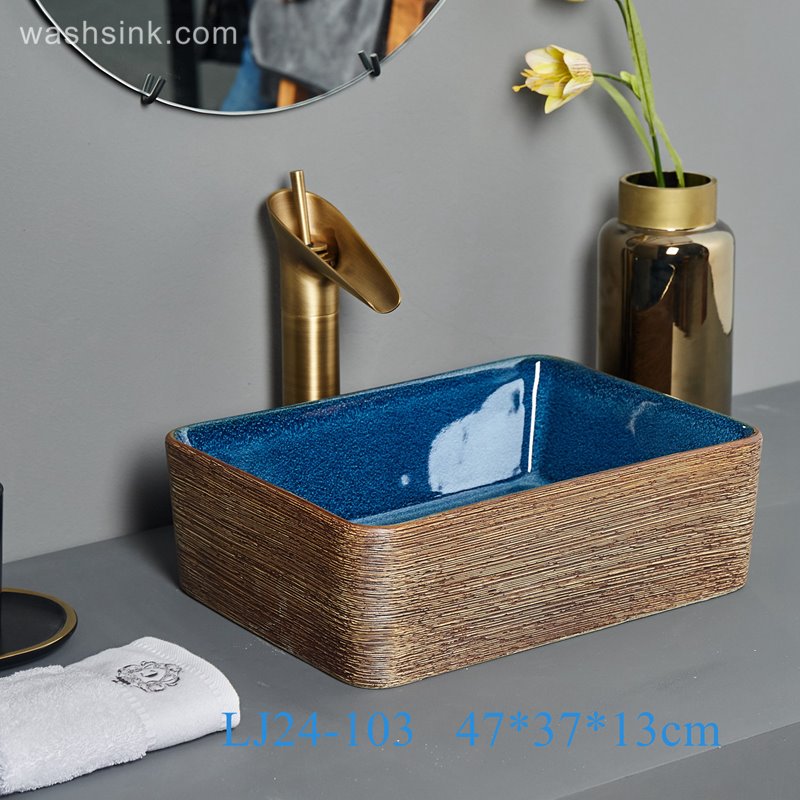 LJ24-103-BQ0A6926 LJ24-00103 Rectangular ceramic bathroom wash basin luxuriant in design - shengjiang  ceramic  factory   porcelain art hand basin wash sink