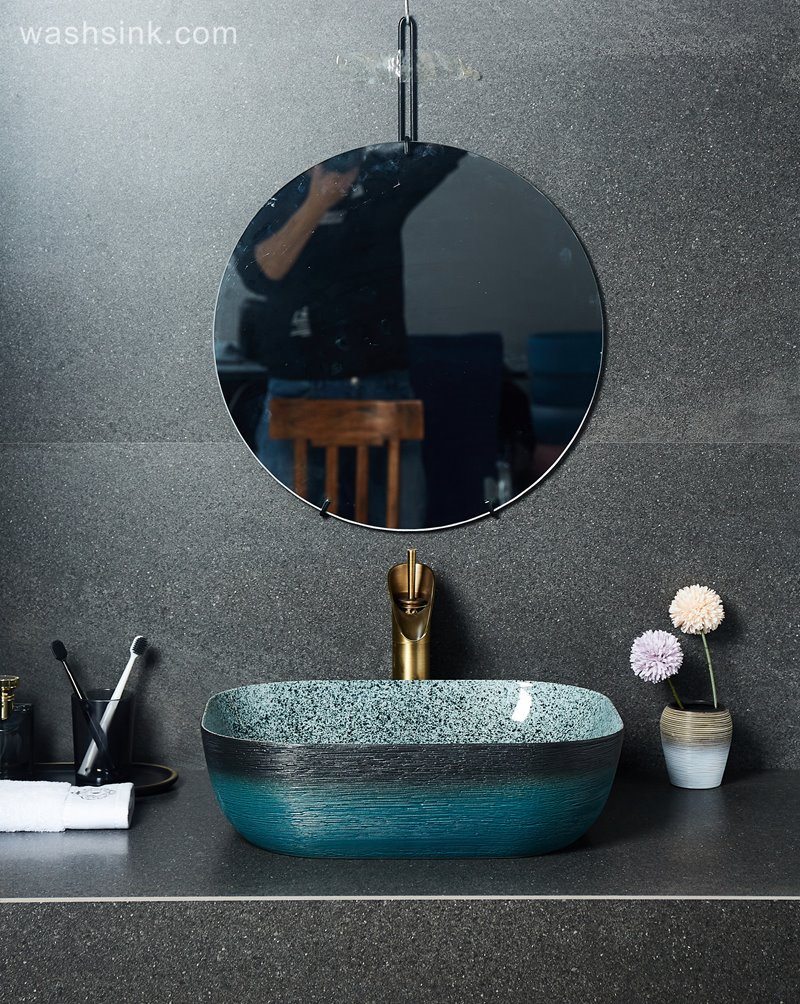 LJ24-107-BQ0A2413-1 LJ24-00107 Fashionable Patterns Rectangle Procelain Ceramic Sink Washbasin - shengjiang  ceramic  factory   porcelain art hand basin wash sink