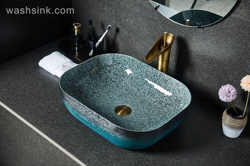 LJ24-107-BQ0A2422-1 LJ24-00107 Fashionable Patterns Rectangle Procelain Ceramic Sink Washbasin - shengjiang  ceramic  factory   porcelain art hand basin wash sink