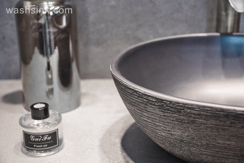 LJ24-108-BQ0A2994 LJ24-00108 High Quality Modern Simple Fashion Black Duck Egg Shape Ceramic Basin - shengjiang  ceramic  factory   porcelain art hand basin wash sink