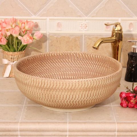 RYXW385/387 Modern carved brown color design Ceramic outdoor washbain China