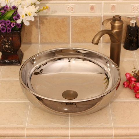 RYXW388 16″ Modern Silver plated Ceramic wash basin india