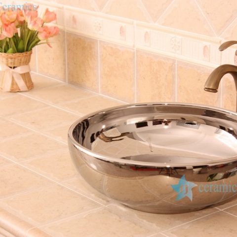 RYXW693 Single layer silver mirror glazed simple style counter top sink