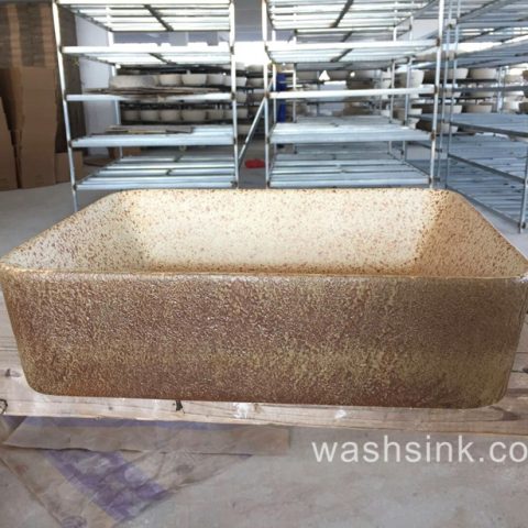 TPAA-004 Cliff rock style speckle pottery square counter top sink basin