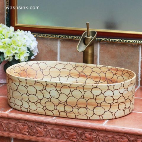 TPAA-103 Bubble design hand carved designer bathroom oval ceramic sinks