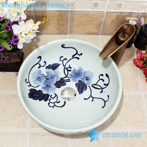 YL-E_5587 Chinese blue and white porcelain wash hand rinse sink for bathroom or toilet