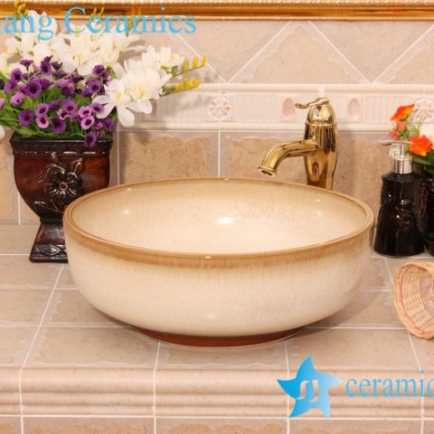 YL-H_6417 Transmutation glaze white ceramic chinaware sink wash basin
