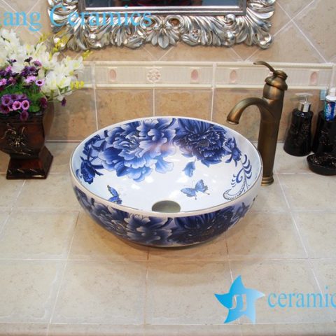 YL-OT_0645 Blue and white round ceramic washing bowl