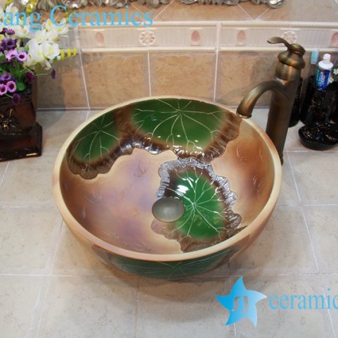 YL-OT_0734 Thicken wall brown ceramic art stainless sink