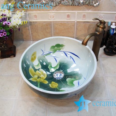 YL-OT_0738 Thicken wall lotus ceramic sink basin