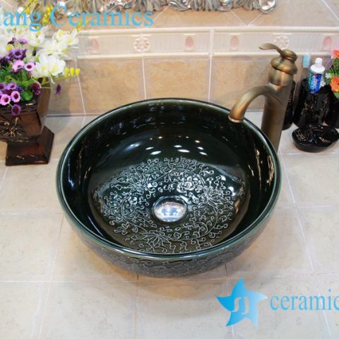 YL-OT_0771 Black ceramic hair washing sink