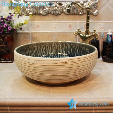 YL-OT_1665 Ivory no glaze china ware surface folding washbasin