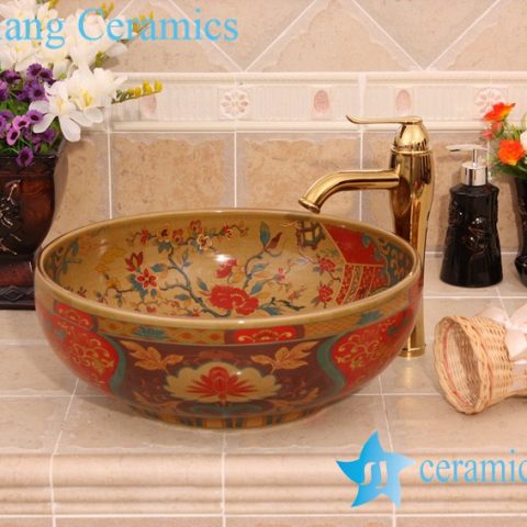 YL-OT_6576 Round ceramic antique cabinet bar sink