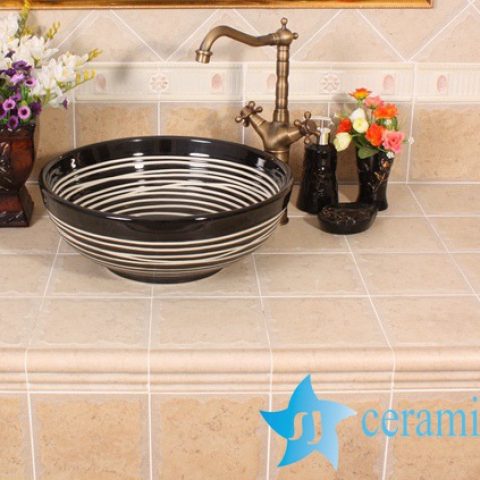 YL-O_8552 Modern type round outdoor vortex line pattern pottery wash basin