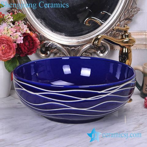 YL-O_8746 Low price dark blue china ware hand wash basin