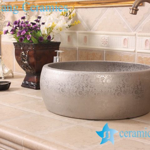 YL-R_8530 YL-R_8594 Golden silver gilded ceramic mini wash basin