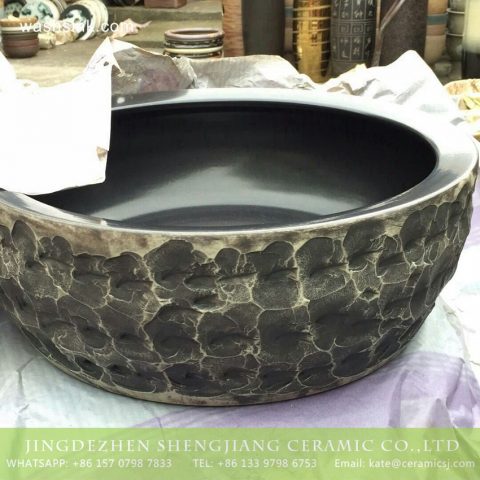 TPAA-206 China factory offering stone style thicken wall portable counter top ceramic wash basin bowl