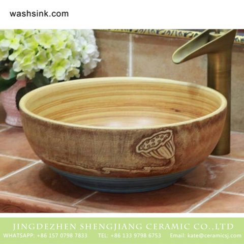TPAA-212 Carved lotus pattern Chinese style Jingdezhen art ceramic small bathroom sinks