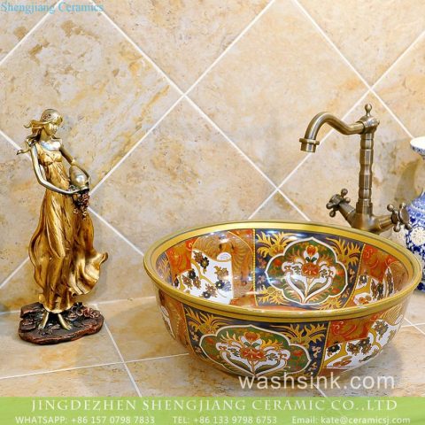 TXT16B-2 India style gold color Shengjiang ceramic factory direct sale toilet vitreous china sink