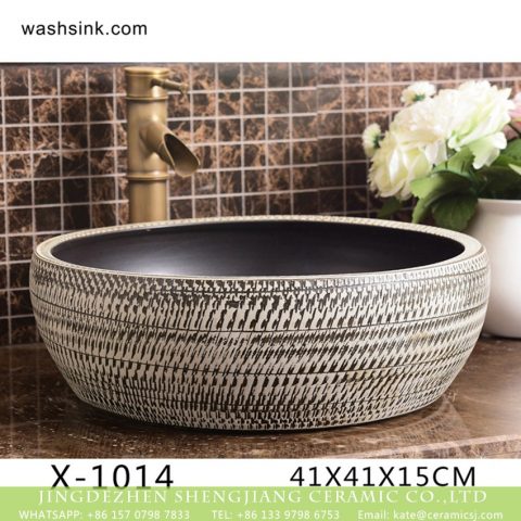 XHTC-X-1014-1 China traditional high quality ceramic black and white color wash sink basin
