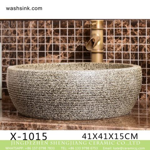 XHTC-X-1015-1 Chinese morden new style hand carved imitating marble ceramic wash basin