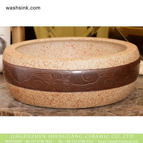 XHTC-X-1025-1 Hot Sales special design imitating marble and brown stripes with flowers pattern toilet basin