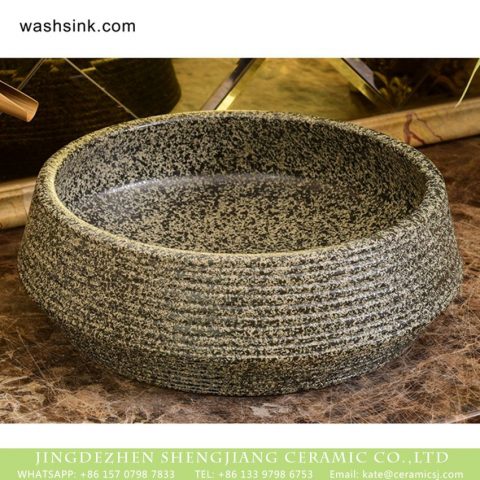 Shengjiang Ceramics fashionable antique vintage style vasculiform shape porcelain imitating marble toilet basin with randomly scattered black spots XHTC-X-1033-1