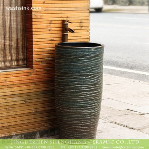 Jingdezhen factory direct wholesale antique Chinese country style one piece porcelain vanity basin with irregular dark patterns XHTC-Y-6004-5