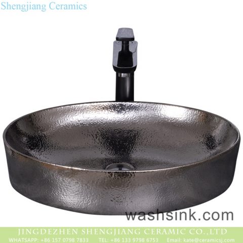 Industrial style art unique original simple countertop sink rough chrome silver round wash hand basin YQ-009-8