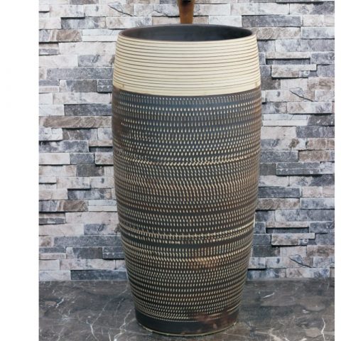China traditional porcelain hand carved black and white color with spots surface outdoor lavabo  LJ-1003