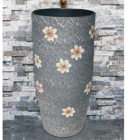 Porcelain city Jingdezhen grey color with beautiful flowers pattern outdoor lavabo LJ-1010