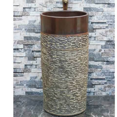 Chinese art countertop marble surface outdoor vanity basin LJ-1015