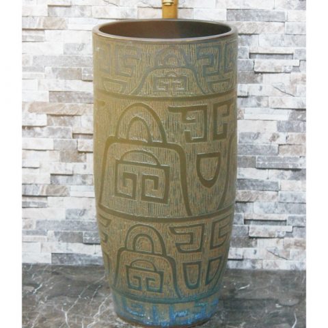 Chinese hand carved product gold color and special pattern outdoor vanity basin LJ-1050