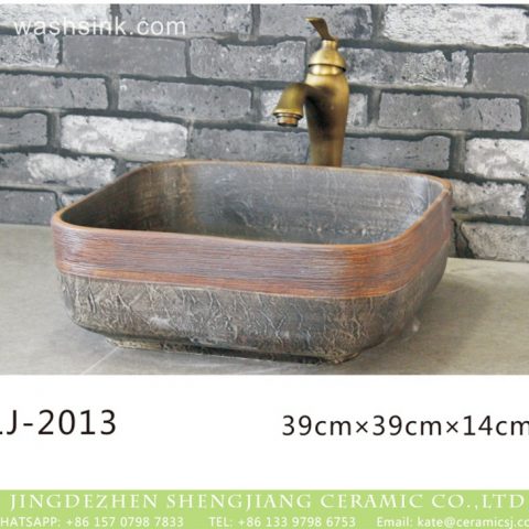 Shengjiang factory porcelain antique dark color thick edge foursquare lavabo  LJ-2013