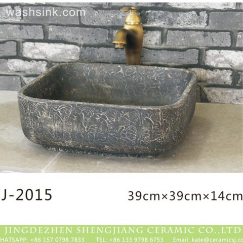 Jingdezhen factory direct durable dark color foursquare wash hand basin LJ-2015
