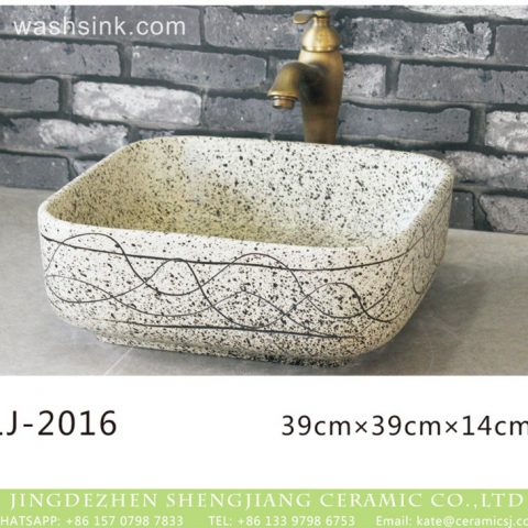 Hot Sales special design white color with black spots and lines vanity basin  LJ-2016