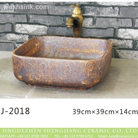 Chinese art ceramic brown color with special pattern foursquare sanitary ware  LJ-2018