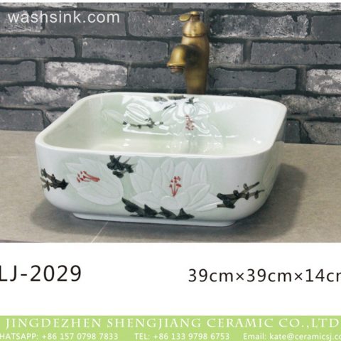 Jingdezhen wholesale ceramic art famille rose with flowers pattern wash basin  LJ-2029