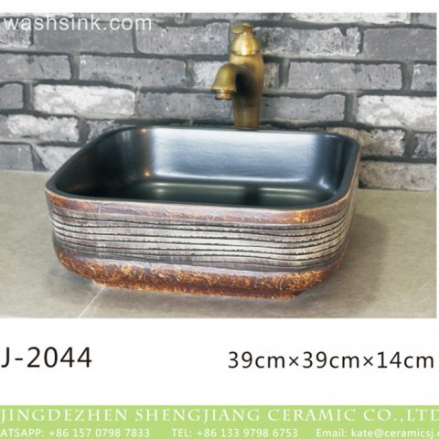Jingdezhen wholesale black wall and hand carved dark color surface sanitary ware  LJ-2044