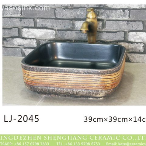Jingdezhen factory direct smooth black wall and hand carved surface art basin  LJ-2045