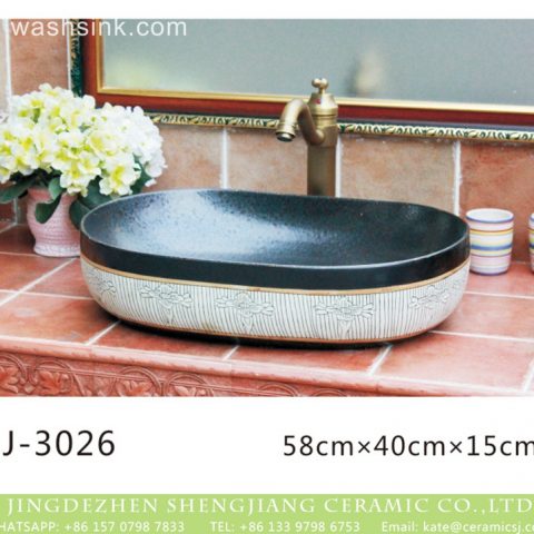 Shengjiang factory oval porcelain black wall and white stripes surface sanitary ware  LJ-3026