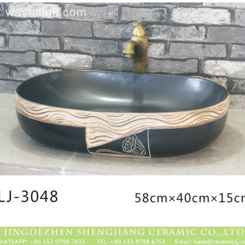 Chinese modern new style black color oval ceramic with special pattern sanitary ware  LJ-3048