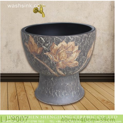 Hot sell dark color with flowers pattern mop wash basin  LJ-9007