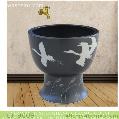 Hot sell new product black ceramic with bird pattern mop basin  LJ-9009