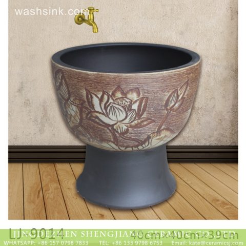New product hand carved flowers pattern mop basin  LJ-9014