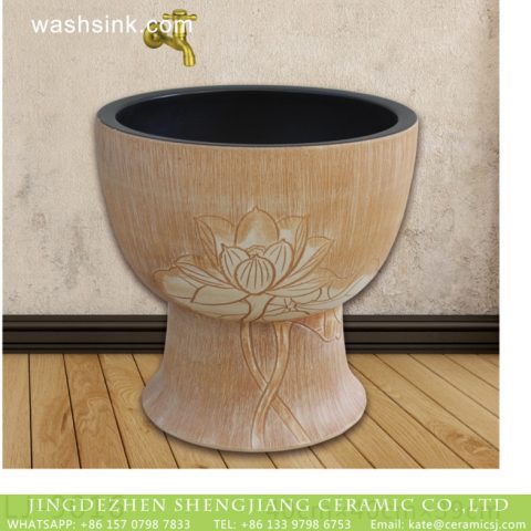 China traditional style hand carved flowers pattern bathroom mop sink  LJ-9016
