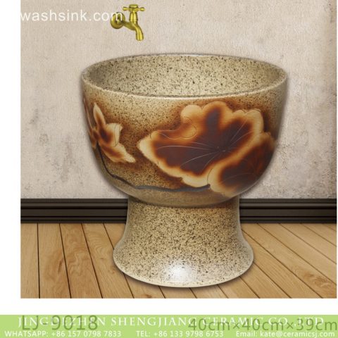 Shengjiang factory direct yellow ceramic with special design mop basin  LJ-9018