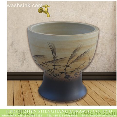 Shengjiang produce new product art ceramic with leaves pattern mop sink  LJ-9021